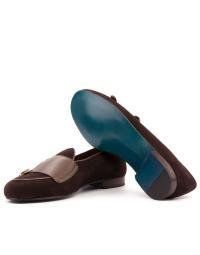 Husky Smith Monk Slipper - brown suede + dark brown sole painted calf-outside wedding trads shoe loafers